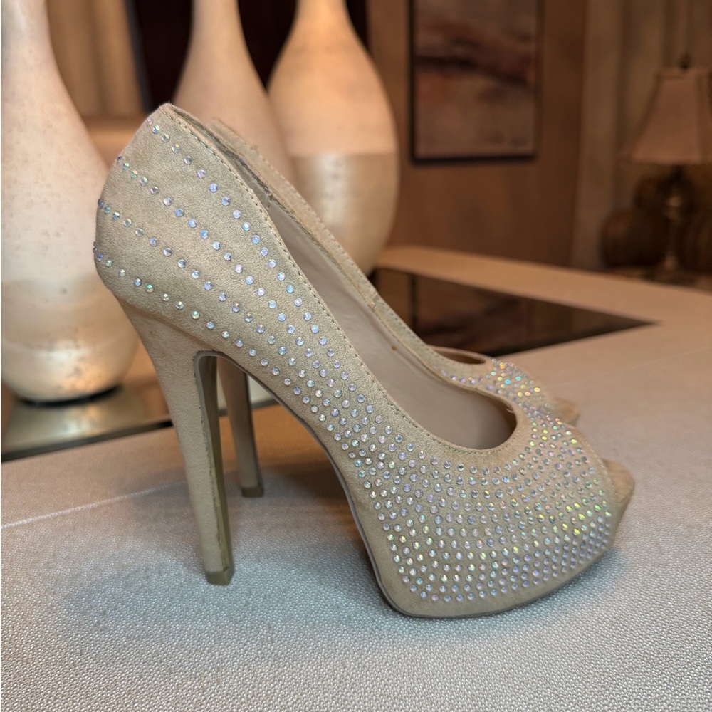 Forever 21 Sparkling Tan Heels